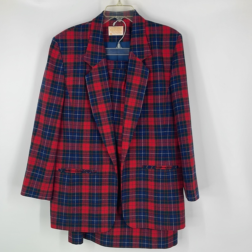 Pendleton Red And Blue Squared Pattern 100% Virgi… - image 1